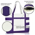 thumbnail image 5 of DALIX Striped Boat Bag Premium Cotton Canvas Tote in Purple, 5 of 7