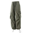 thumbnail image 4 of Dagegui Men's Big and Tall Athletic Pants Drawstring Elastic Waist Straight Leg Pleated Cargo Pant Outdoor Hiking Camp Fishing Trousers Army Green 2XL, 4 of 4