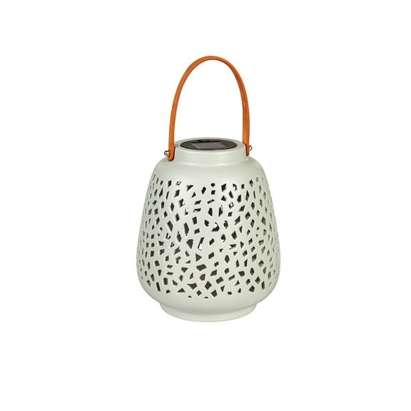 Ceramic Speckled Cut Out Solar Lantern
