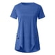thumbnail image 5 of Pntutb Mujeres Plus Tamaño Botón Sólido Cuello Redondo Manga Corta Irregular Camiseta Blusa tops Pntutb Pntutb-1484, 5 of 6