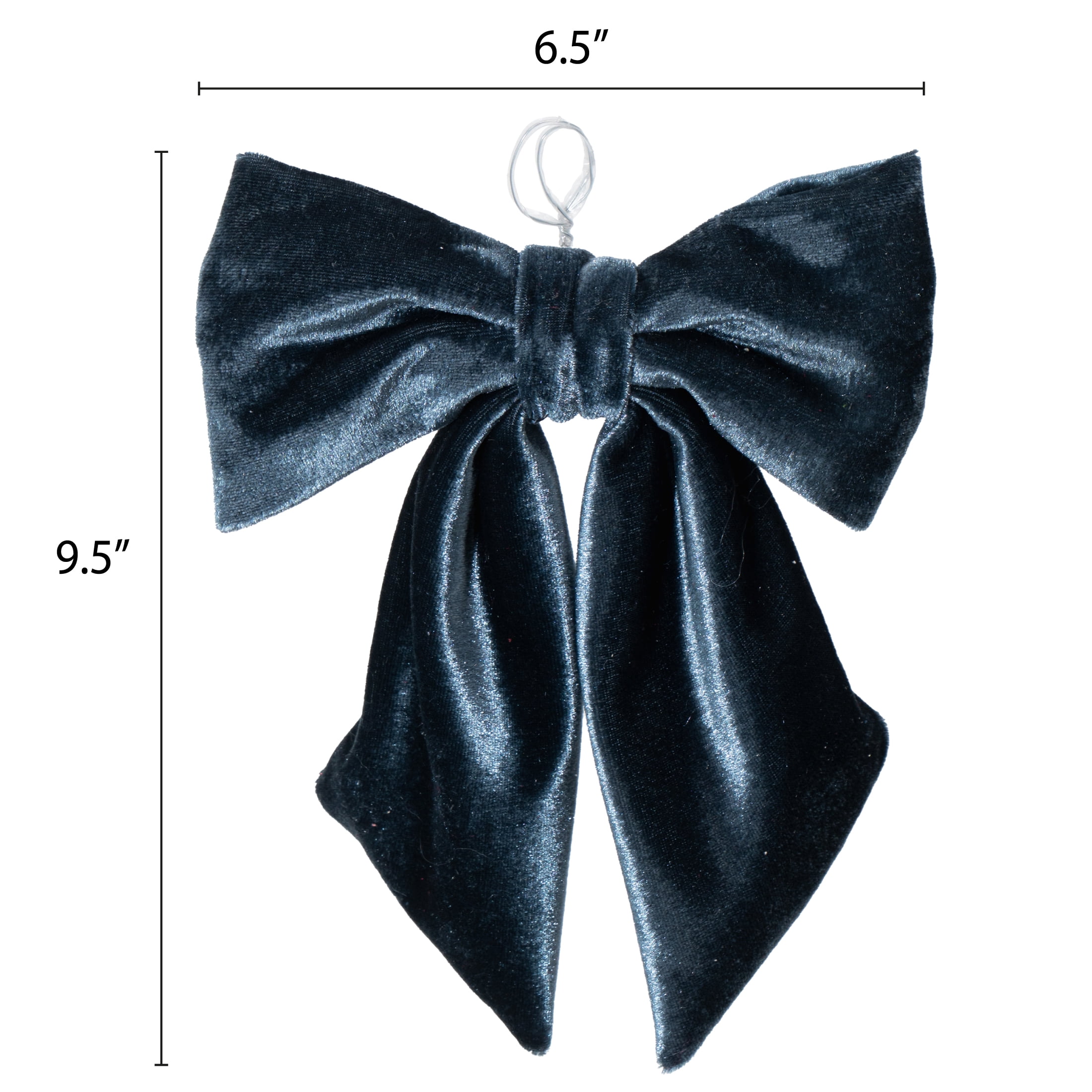 My Texas House Blue Velvet Decorative Christmas Bow, 9"
