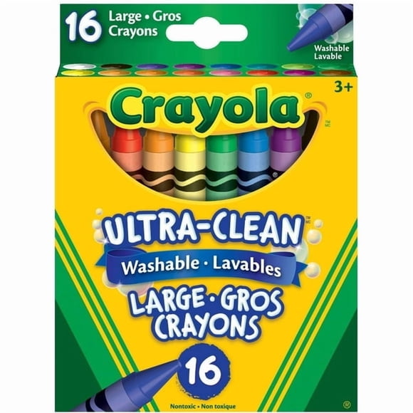 Crayola Ultra-Clean Washable Large Crayons, 16 Count, Washable crayons