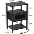 thumbnail image 3 of Black Nightstand Table with USB Ports & Outlets Drawer Storage Shelf Living Room, 3 of 7