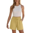 thumbnail image 3 of Women'S Linen Shorts，Drawstring Shorts Women Beach Shorts Lounge Shorts Wide Leg Shorts Womens Summer Shorts Walking Shorts Elastic Waist Shorts Women Athletic Shorts Workout Shorts, 3 of 9