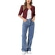 thumbnail image 2 of CHAQUETA DE JEAN CORTA SIN CUELLO PARA MUJERES CON MANGAS 3/4 EN FUSCIA TAMAÑO S, 2 of 6