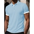 thumbnail image 2 of LTTVQM Mens Polo Shirts Short Sleeve 2026 Summer Casual Golf Shirts Collared Textured Slim Fit Button Men's Polo T Shirts Light Blue 2XL, 2 of 6