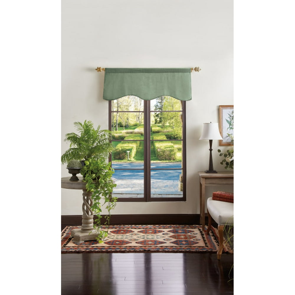 Martha Stewart Lucca Velvet Scallop Valance Loden Green 50"x18