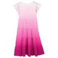 thumbnail image 4 of shoper Toddler Dresses Ruffled Sleeve Gradient Color Crew Neck Tiered Flowy Summer Dress Girls Holiday Party Dress Hot Pink 130, 4 of 5