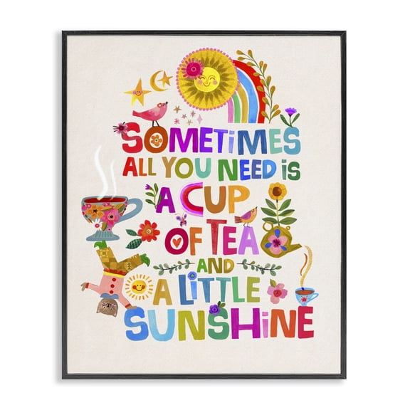 Stupell Industries Cup Of Tea & Sunshine Black Framed Giclee Art, design by Katherine Herrell Studio