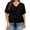 Black, variant on Womens Tops Plus Size Tops Short Sleeve V Neck Knit Tunic Blouse Tie Front Button Up T Shirts Plus Size Tops for Women
