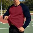 thumbnail image 6 of Bosfbaoi Raglan Long Sleeve T-Shirts for Men Color Block Crew Neck Soft Casual Basic Undershirt Tops, 6 of 9