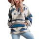 thumbnail image 1 of Mujeres V Masajeadores de cuello HOODIE pullover Tops casual moda manga larga cordón impreso sudadera con bolsillo azul XL, 1 of 6