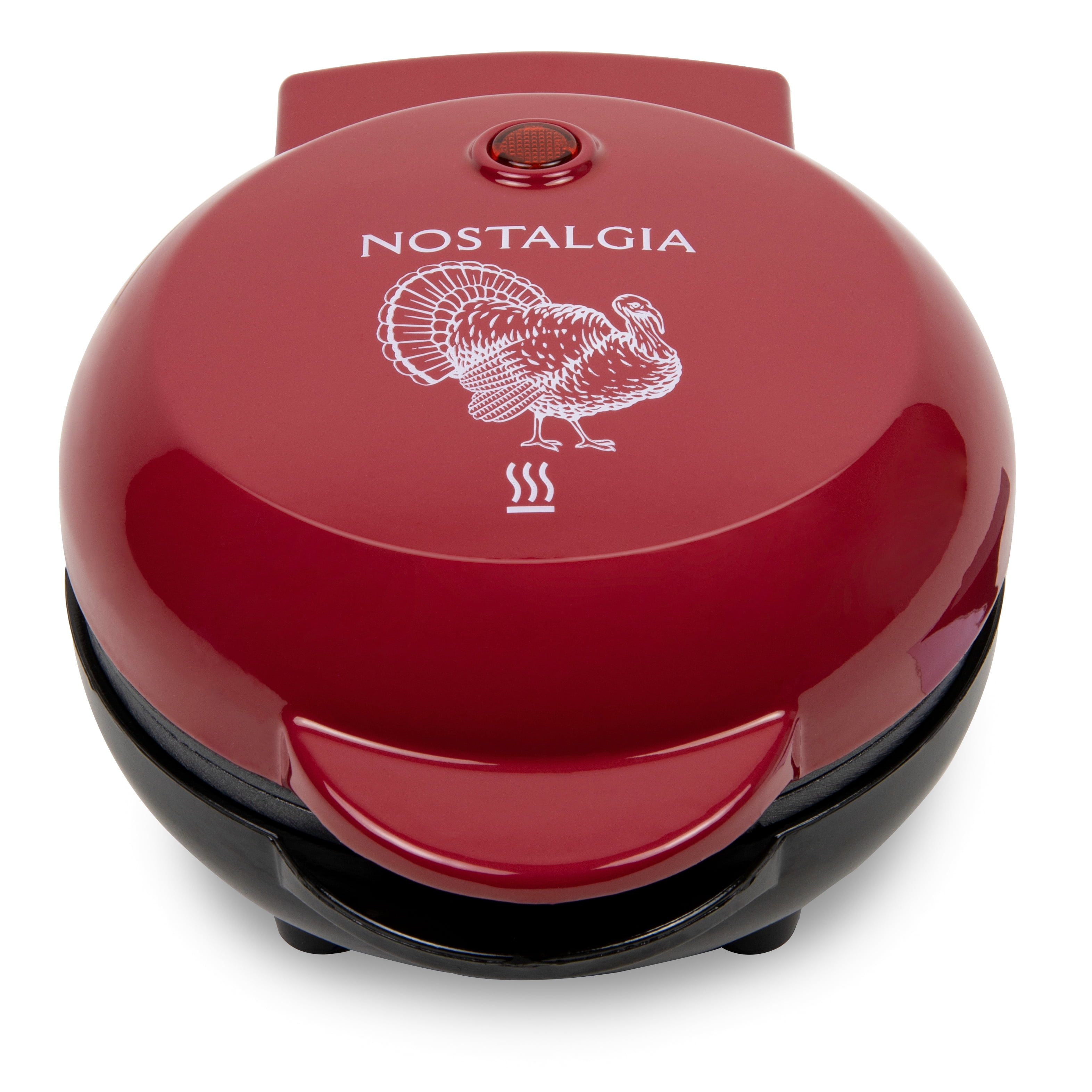 Nostalgia MyMini Turkey Shaped Mini Waffle Maker with Cool-Touch Handles, 550W, Maroon