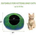 thumbnail image 2 of Woolygon - Wool Cat Cave Bed Handcrafted from 100% Merino Wool, Eco-Friendly Felt Cat Cave for Indoor Cats and Kittens (Emerald Indigo), 2 of 9