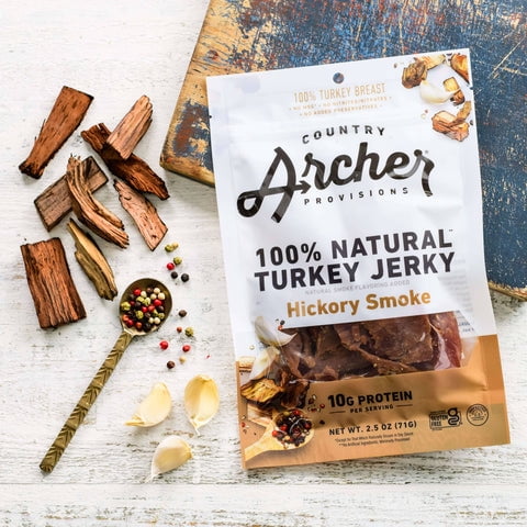 Pack of 12, Country Archer Hickory Smoke Turkey Jerky, 2.5 oz