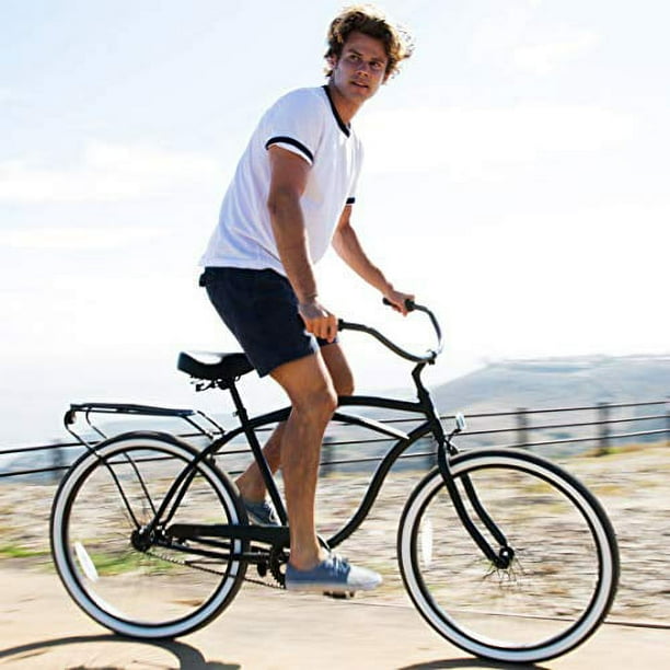 sixthreezero Around The Block Men s Single Speed Beach Cruiser Bicycle 26 Wheels Matte Black with Black Seat and Grips Walmart