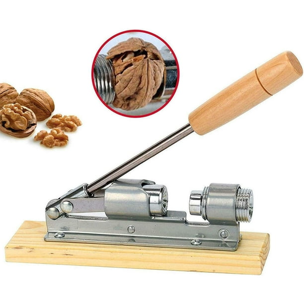 Mechanical Heavy Duty Nut Cracker, Pecan Cracker Walnut Cracker Plier Opener Tool, Desktop Wood
