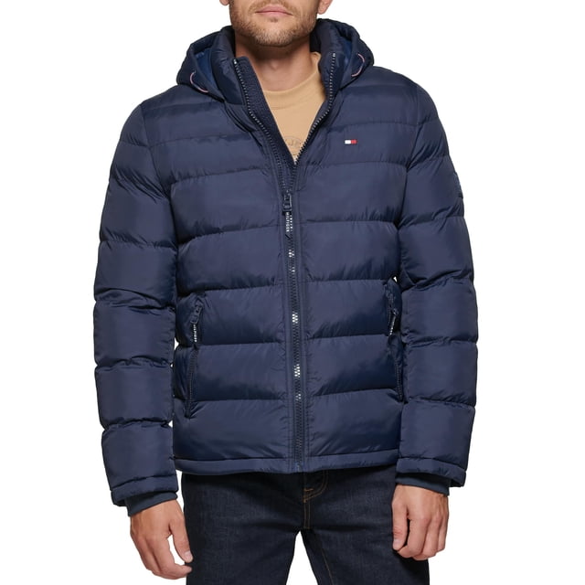 Chaqueta Tommy Hilfiger con capucha para hombre, color azul medianoche