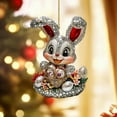 thumbnail image 2 of Sparkling Easter Bunny Ornament with Easter Eggs and Flowers for Spring Festivities, Made of Acrylic, 2 of 9