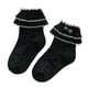 thumbnail image 1 of Calcetines con volantes para niñas, estilo princesa, lindos calcetines de algodón con lazo en el tobillo para primavera y verano, negro L, 1 of 5