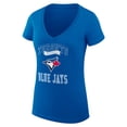 thumbnail image 2 of Women's G-III 4Her by Carl Banks Royal Toronto Blue Jays Super-Slim Fit Lightweight Team Logo Graphic V-Neck T-Shirt, 2 of 5