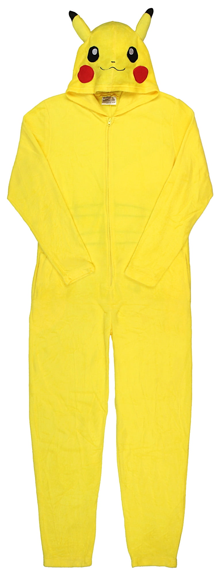 Bioworld Pokemon Men s Pikachu Union Suit With Hood Pajama One Piece 