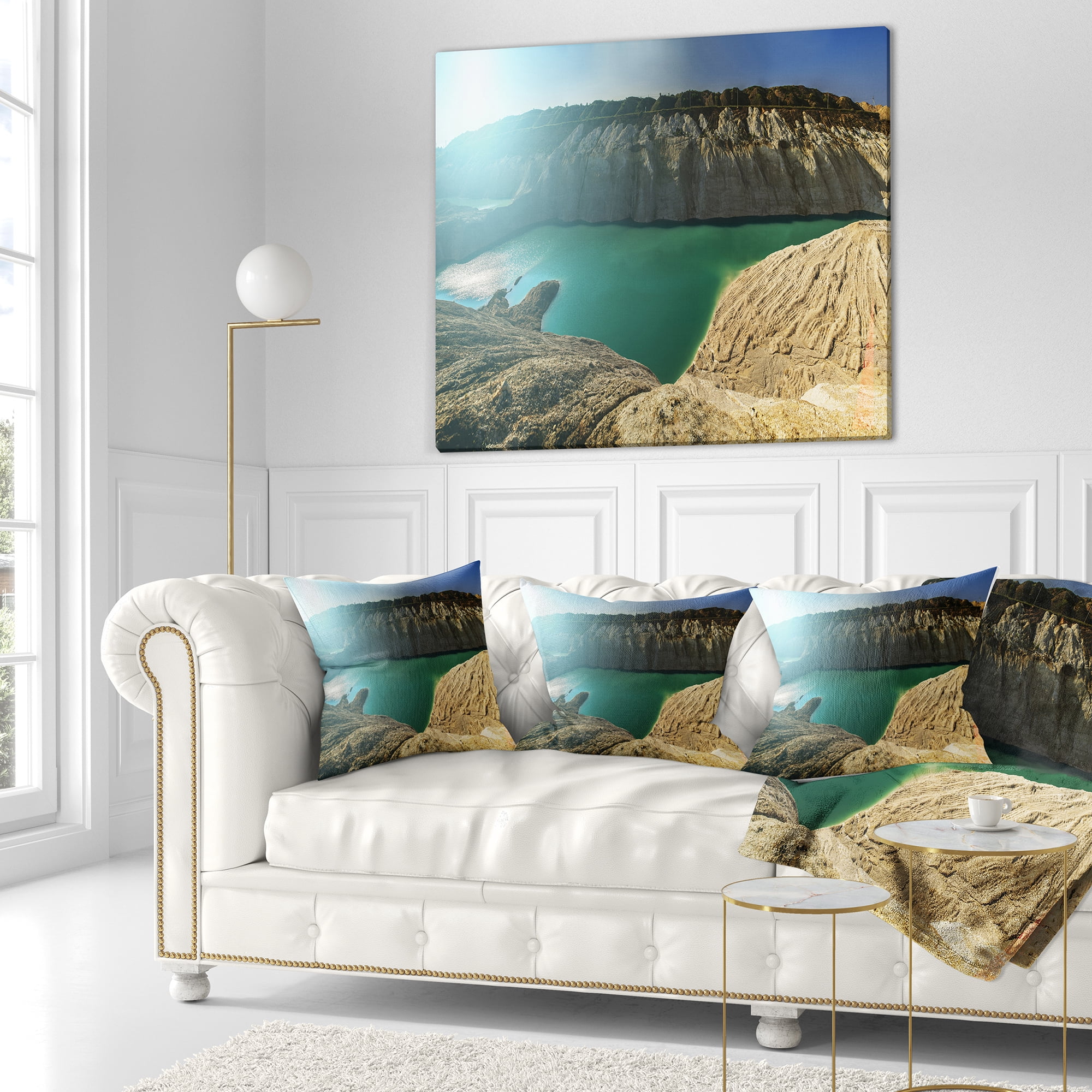 Designart Chalk Quarry in Belarus Panorama - Landscape Printed Throw Pillow - 18x18