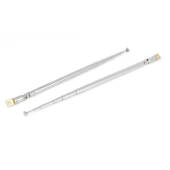 2Pcs 51cm Length 6 Sections Radio Telescopic Antenna Aerial Silver Tone