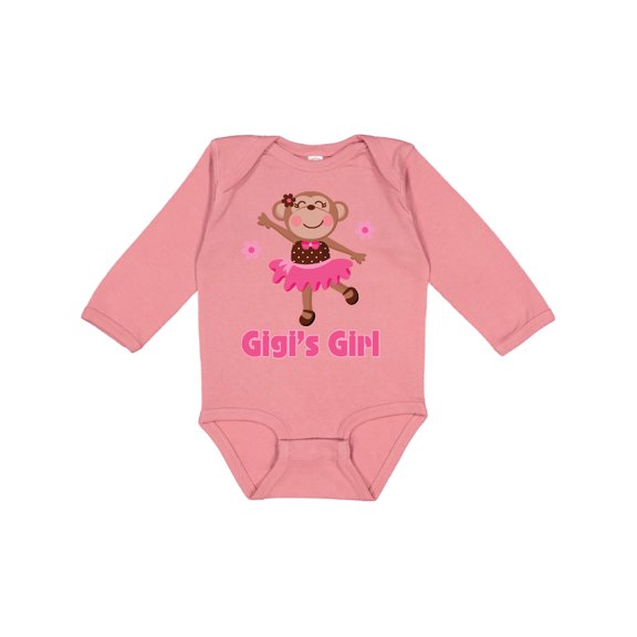 Inktastic Gigi's Girl Monkey Girls Long Sleeve Baby Bodysuit