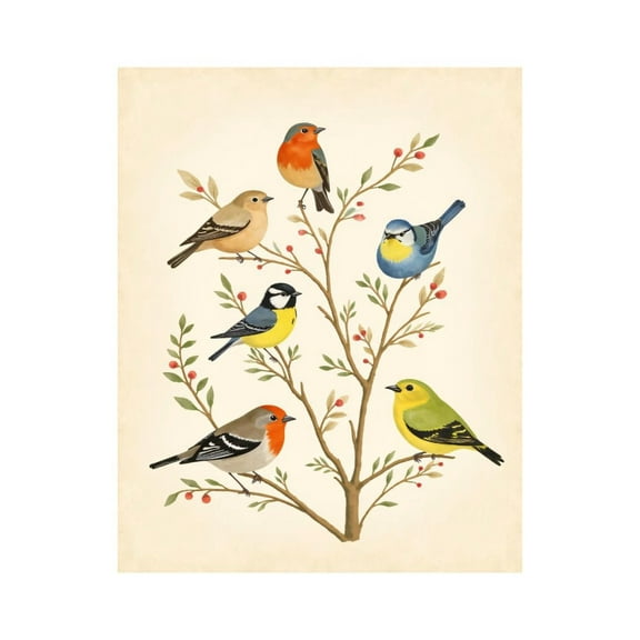 Paint by Numbers Kit for Adults, Colorful Birds On Branches Paint by Numbers, Easy Paint by Numbers Kit for Adults Beginner, DIY Adult Paint by Number Kits on Canvas, Home Decor