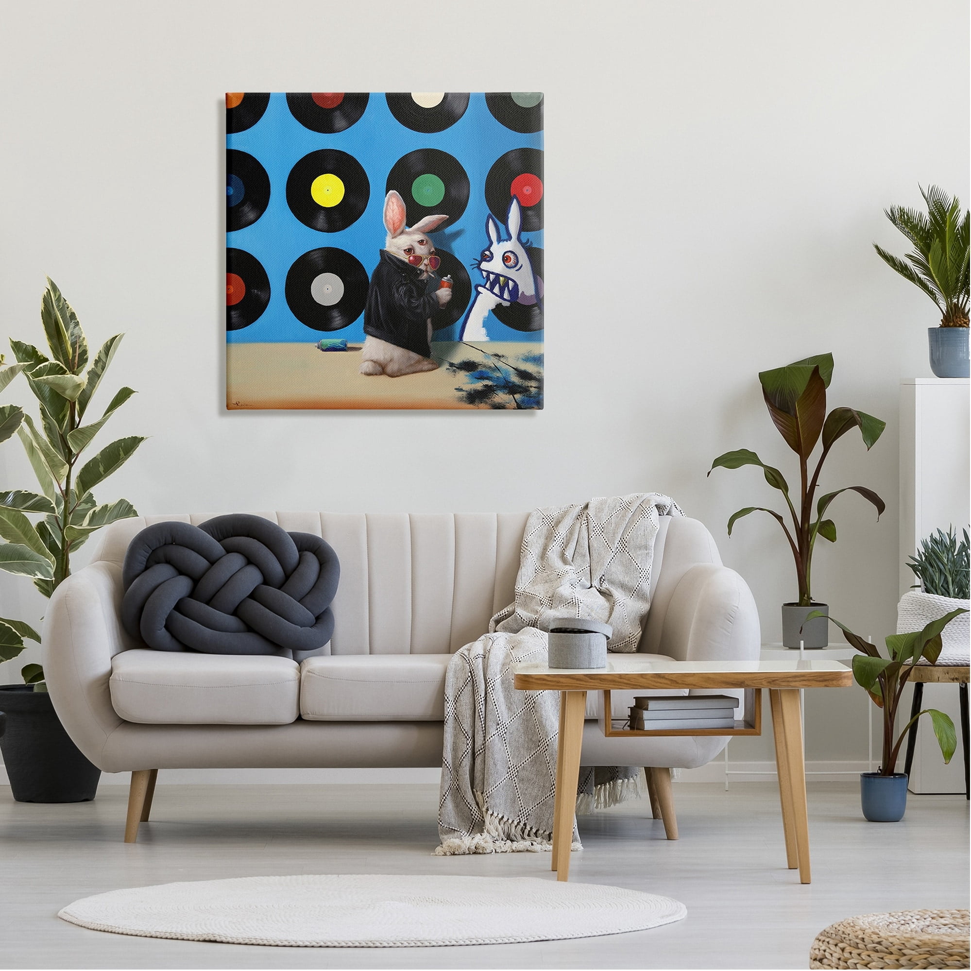 Stupell Industries Graffiti Rabbit Third Eye Music Record Pattern Canvas Wall Art, 30 x 30, Design by Lucia Heffernan