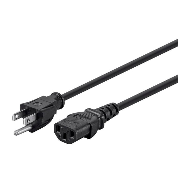 RiteAV Power Cord - NEMA 5-15P to IEC 60320 C13, 18AWG, 10A/1250W, 125V, 3-Prong, 1ft, Black, 6-Pack