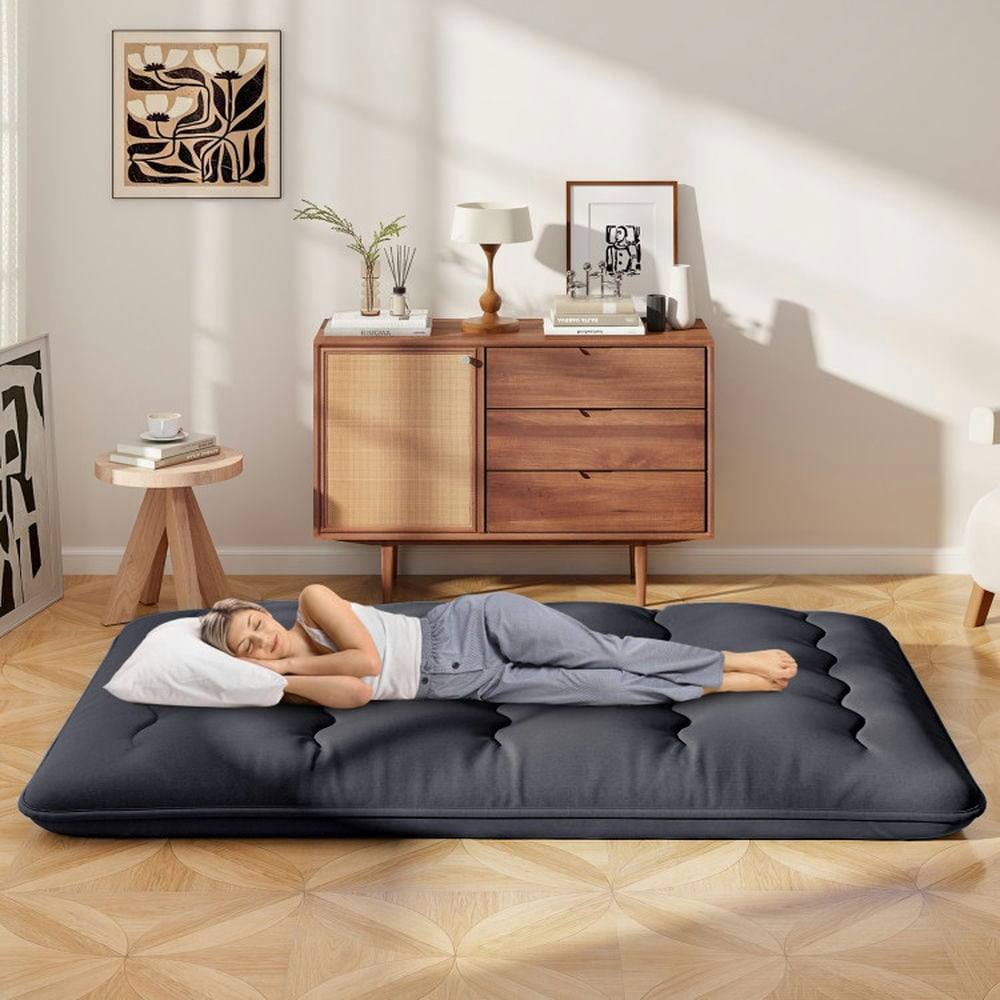 Yardi Yarda Mattress with Washable Cover and Foldable Mat, Floor Mattress for Indoor, Full Size, Black
