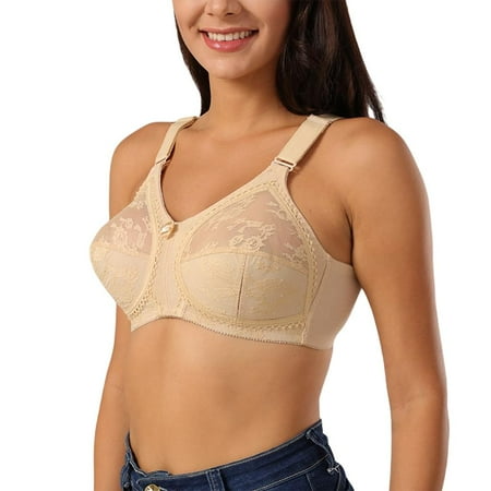 

Hardlegix Women s Plus Size Full Coverage Underwire Unlined Minimizer Lace Bra Beige 40D