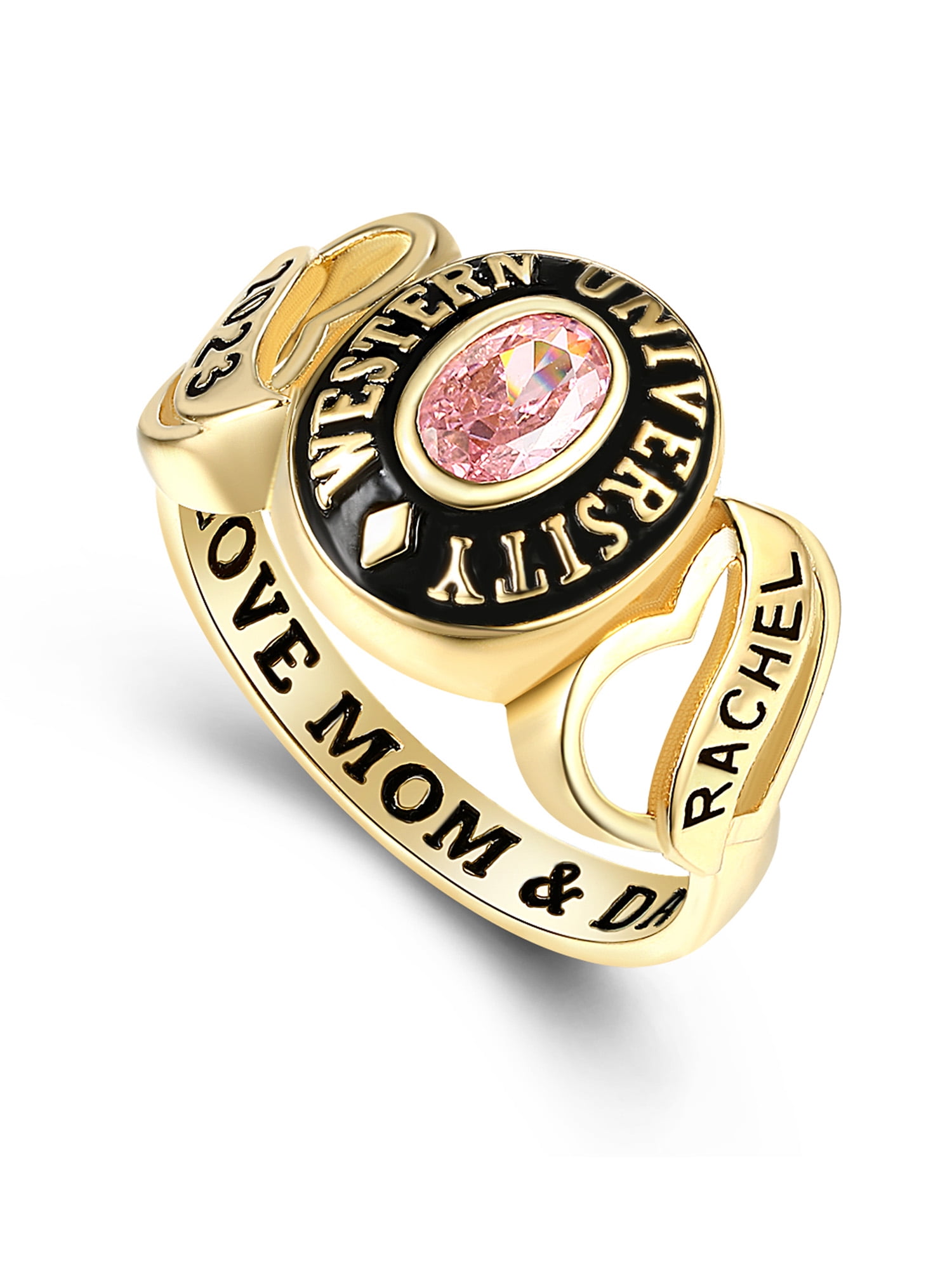 Mementos PJM Custom Women’s Class Rings 10kt Yellow Gold for High School and College Graduation