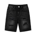 thumbnail image 3 of Crunowin Boys Summer Denim Shorts Lightweight Loose Elastic Waist Trendy Jeans Black Size 12, 3 of 10