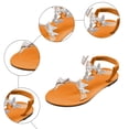 thumbnail image 5 of Rokment Women's Glitter Rhinestones Butterfly Flat Dress Sandals Bride Wedding Sparkly Open Toe No Heel Elastic Ankle Strap Slingback Dressy Summer Beach Shoes A Size 6, 5 of 7
