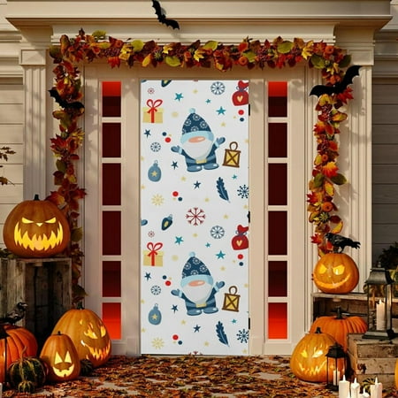 

SKYSONIC Christmas Gnome Door Cover Washable High Elastic Fabric Waterproof Front Festive Door Cover For Home Indoor Outdoor Party Decoration 32 x 79 Inch