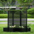 thumbnail image 4 of Freestanding 3-Panel Metal Privacy Screen with 4 Raised Self-Watering Planter Boxes – Outdoor Weatherproof Garden Divider and Slat Trellis for Patio, Deck, or Backyard, Rust-Resistant, 4 of 6