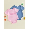 thumbnail image 3 of BemeyourBBs Big Middle Little Sibling Shirt Brother and Sister Matching Outfit Summer Sibling Matching Outfits Newborn Baby Romper Letter Embroidery Short Sleeve Infant Boy Girl Bodysuit Jumpsuit, 3 of 8