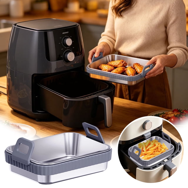 Tong Air Fryer With Silicone Handle Air Fryer Tray Air Fryer Container Detachable Silicone Ring Dishwasher