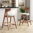 thumbnail image 2 of Noble House Marten Indoor Fabric Upholstered Wood Counter Stools, Set of 2, Light Beige, 2 of 8