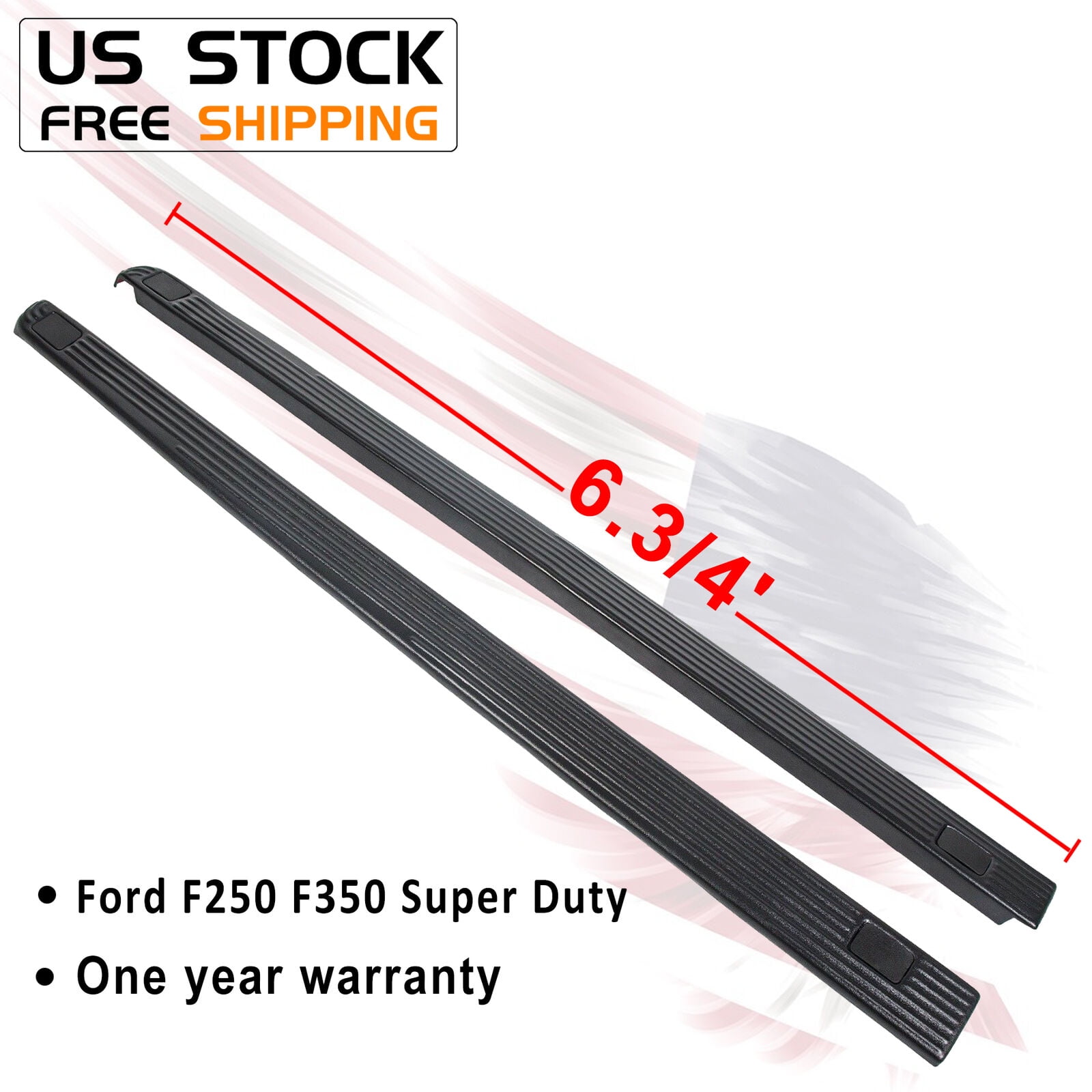 For Ford F250 F350 Super Duty 6 3/4' Bed Side Rail Top Molding Covers Right Left