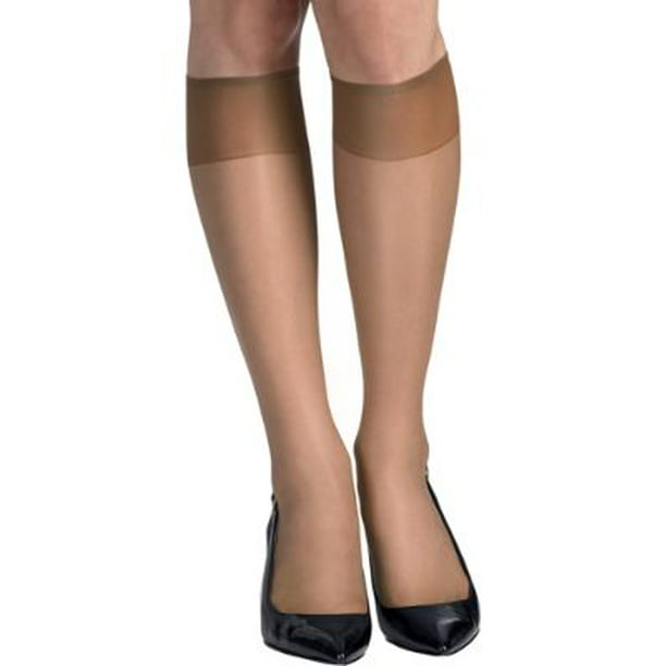 Hanes Hanes Womens Silk Reflections Reinforced Toe Knee Highs 6 Pack Style Qm6775 Walmart