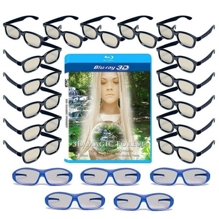 20 Universal Passive 3D Glasses Family Pack for LG, SONY and all other Passive 3D TV’s - Plastic 3-D Glasses - Includes 3D Blu-ray, 5 Premium Master Image and 15 Adult.., By