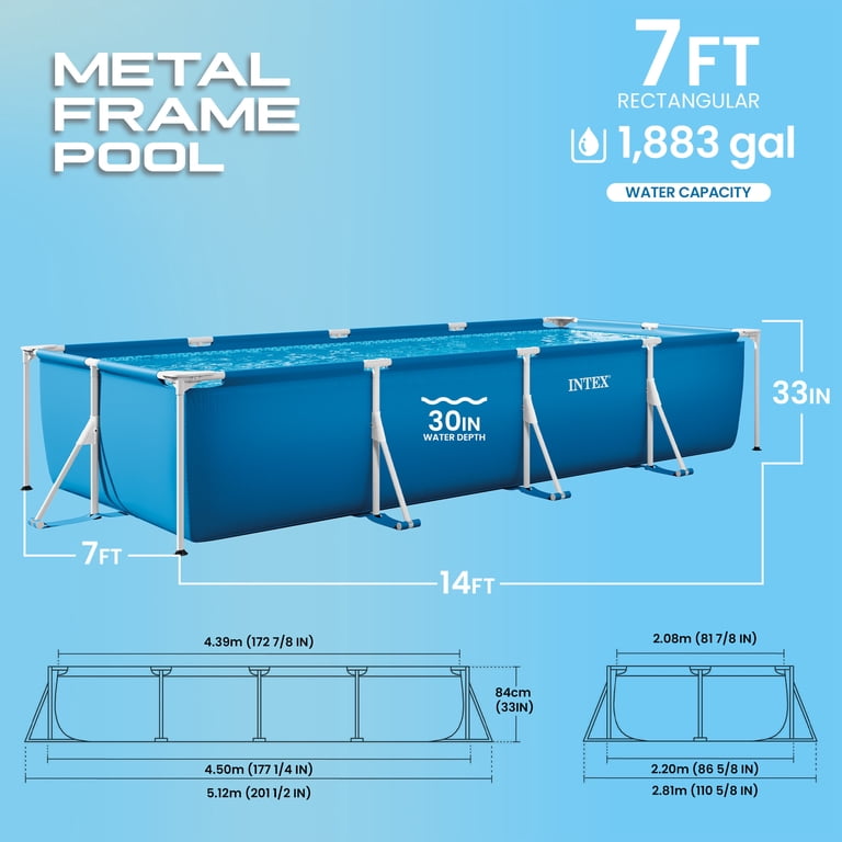 INTEX Metal Set Rectangular Frame 14ft x 33in Above Ground 