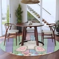 thumbnail image 3 of Round Rug 7Ft Washable Non-Slip, Easter Bunny Circle Area Rugs for Living Room Bedroom, Eggs Cute Rabbit Floral Colorful Country Wooden Indoor Floor Mats Carpet Runner for Home Decor Aesthetic, 3 of 8