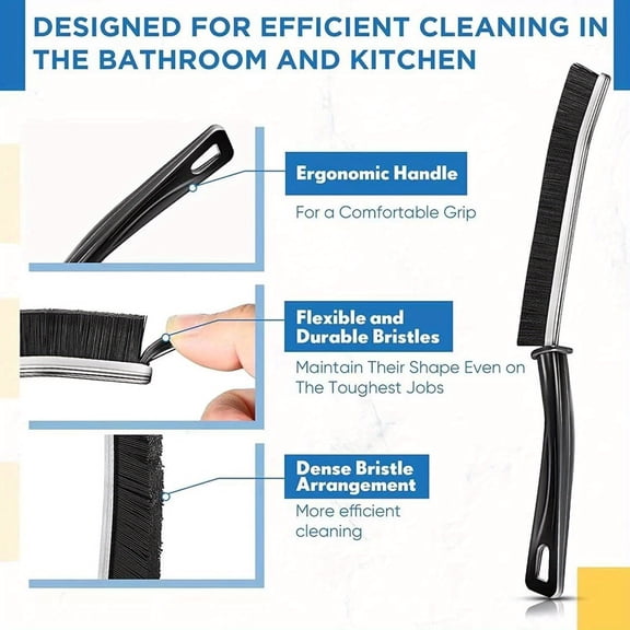 Ergonomic Detail Cleaning Brush, Soft Bristle Crevice Cleaner with Non Slip Handle, Dust Removal Tool for Keyboard, Air Vents, Electronics, Car Interior, Window Tracks and Hard to Reach Spaces