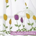 thumbnail image 4 of Lace Valance Curtain with Purple Tulip Embroidered, Bistro Curtain for Kitchen Bathroom Window Curtain,1 Panel,20" x 59", 4 of 4