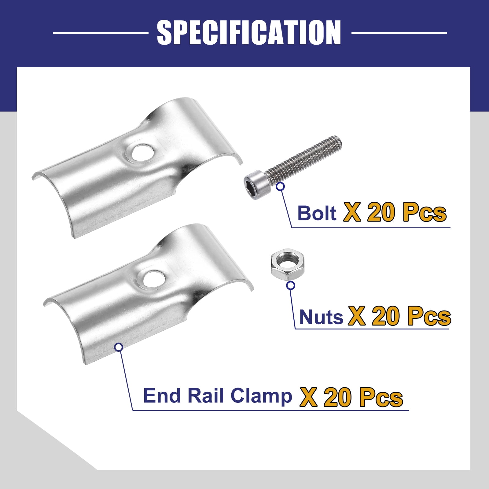 Uxcell 20Pack Structural Pipe Connector, T Pipe Clamp Connector O.D.: 1"(25 mm), Silver